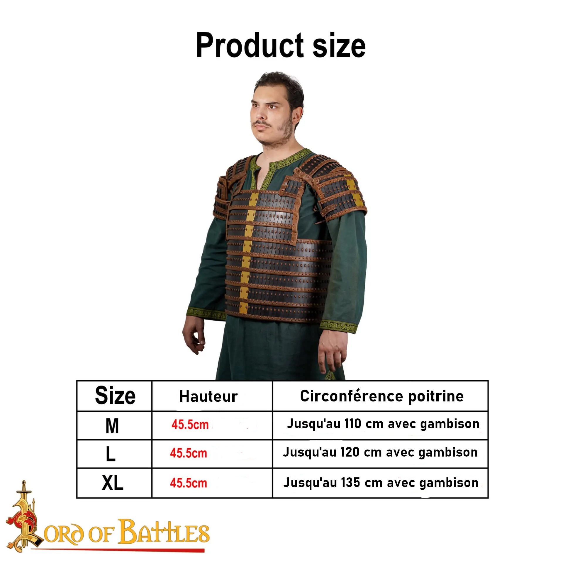 Armure à écailles La Milar ajustable - Adaptable différentes morphologies avec sangles réglables