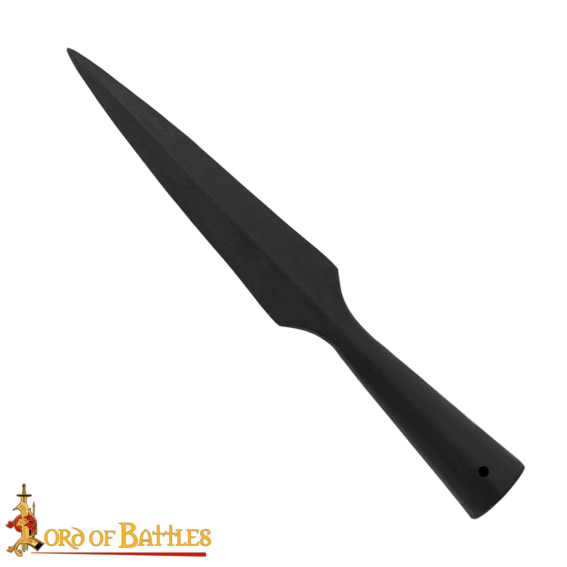 Fer de lance médiéval forgé main acier noir carbone calibre 14