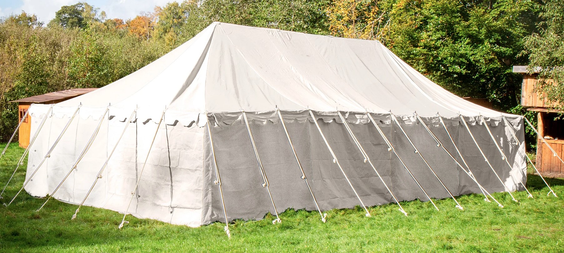 Tente Pavillon médiéval 6x12m coton 425 grs- couleur naturel