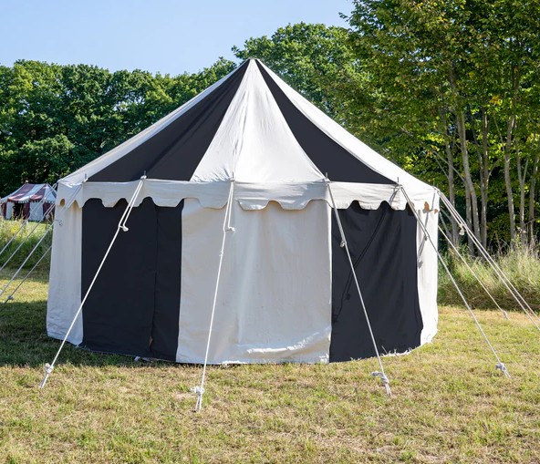Tente médiévale ronde 5 m naturel-noir