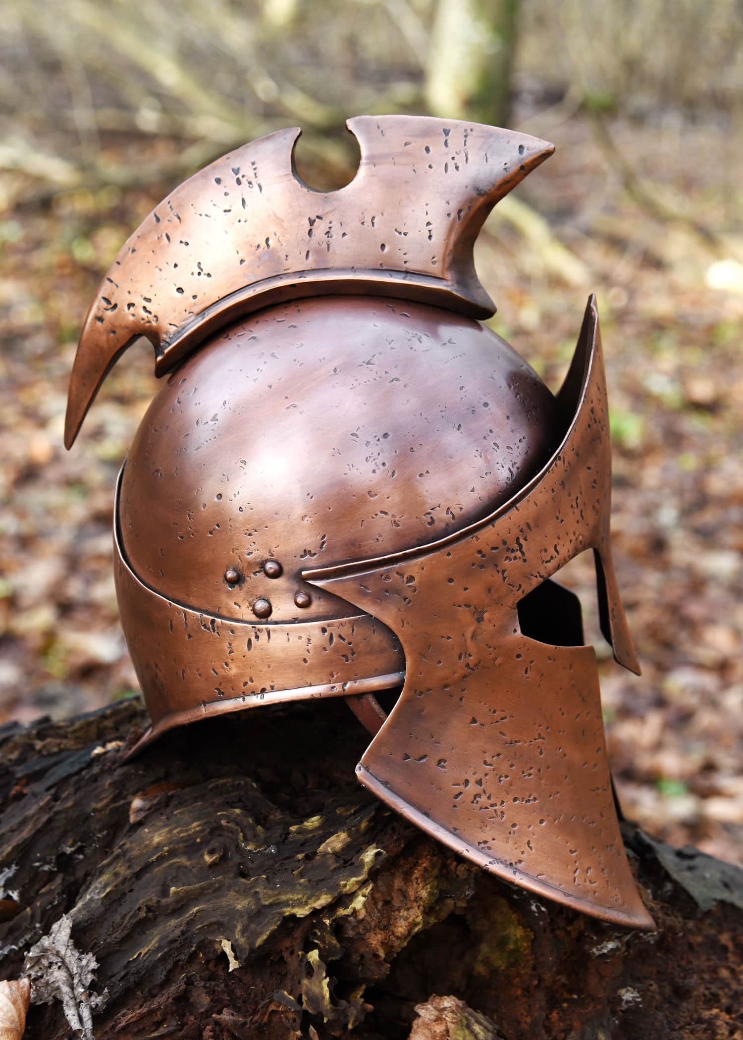 Casque grec de Thémistocle en acier de 1,2 mm avec finition bronze antique