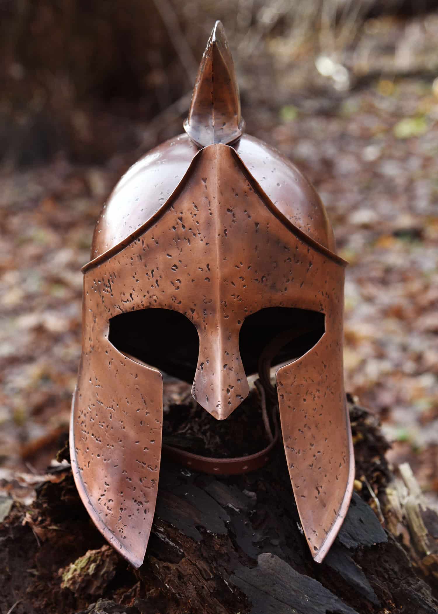 Casque grec de Thémistocle en acier de 1,2 mm avec finition bronze antique