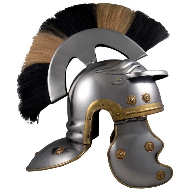 Casque de légionnaire romain crinière beige-noire